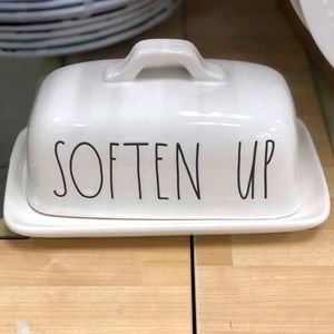 NWT Authentic Rae Dunn “SOFTEN UP” Butter Dish HTF